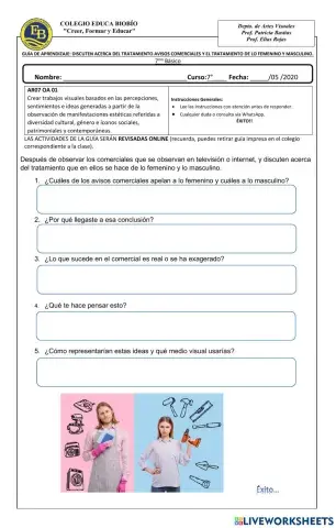 Guía discuten acerca del tratamiento avisos comerciales y el tratamiento de lo femenino y masculino.