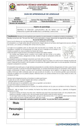 Lenguaje  grado quinto