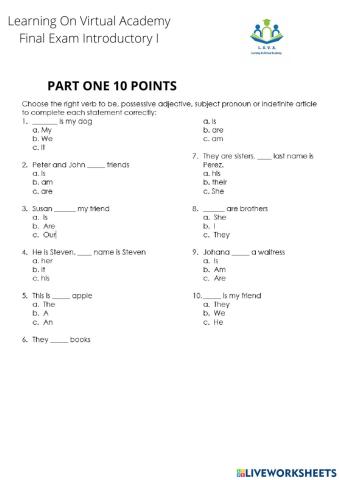 Final exam introductory i