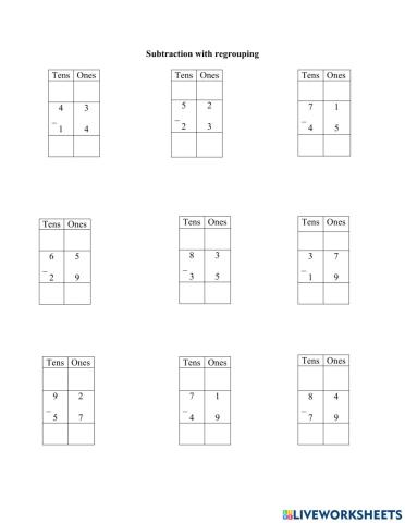 Subtraction with Regrouping