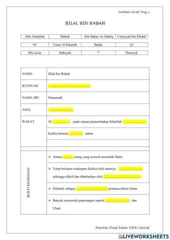 Tokoh : BILAL BIN RABAH