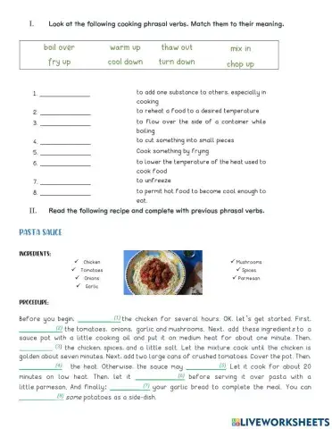 Cooking phrasal verbs