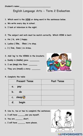 English Language Arts Term 2 Evaluation
