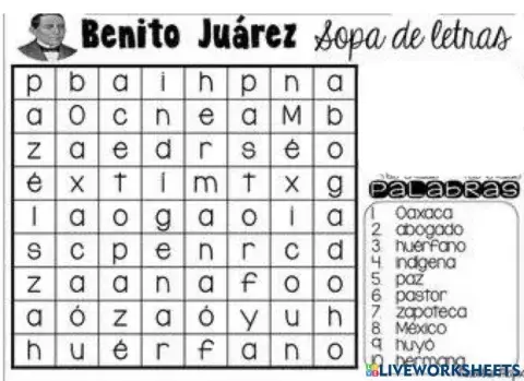 Sopa de letras-benito juárez
