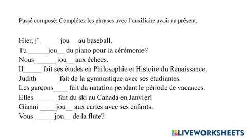 Jouer - faire au passé