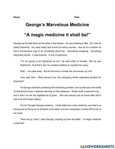 George's Marvelous Medicine - Ingredients