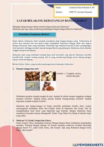 Latar Belakang Kedatangan Bangsa Barat