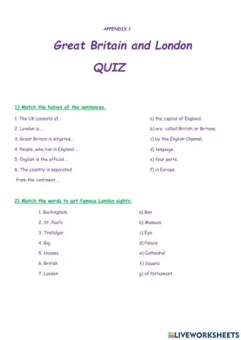 Great Britain and London quiz