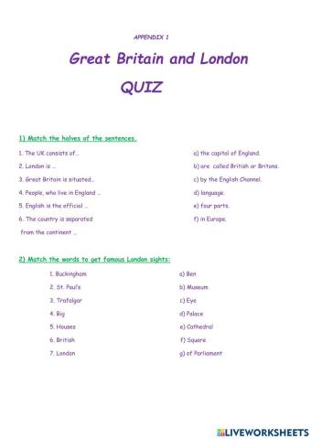 Great Britain and London quiz
