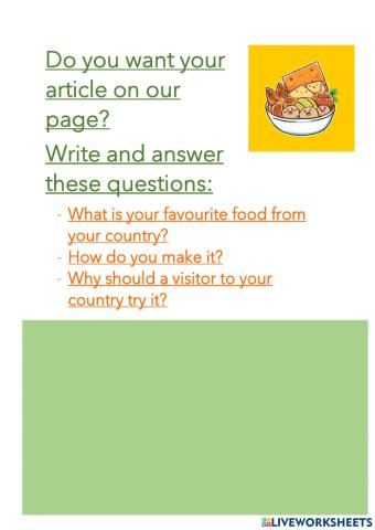 Food article template