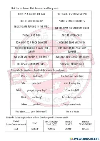 Auxiliary verbs VS common verbs