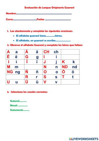 Evaluación de guaraní