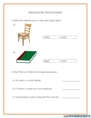 Science-Agri. Science Evaluation Term 2