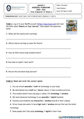 Grade 5 w6 weekend homework