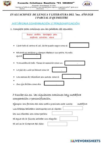 Evaluacion lengua y literatura