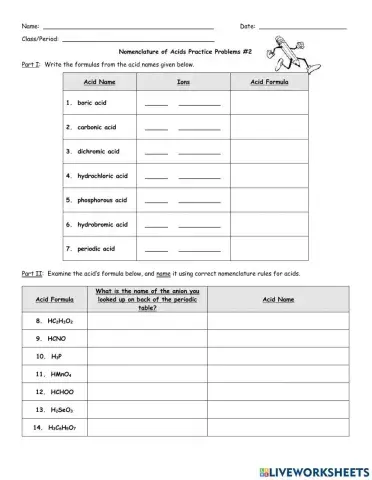 Acid nomenclature practice -2