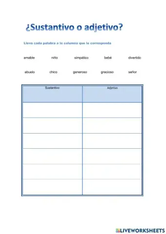 Sustantivos o adjetivos