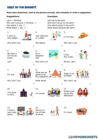 Making suggestions with Let's, What about, How about and Why don't we