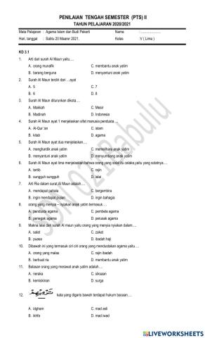 Uts pai kls 5 semester 2