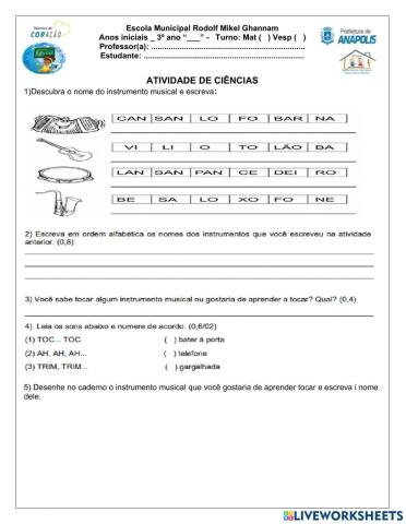 Atividade de ciências