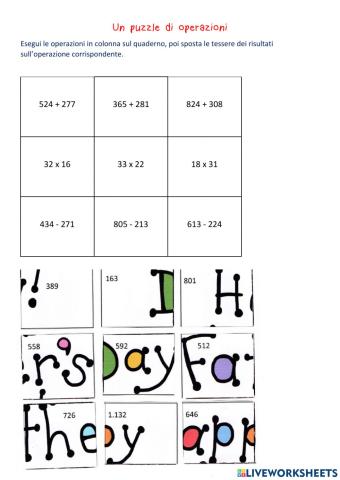 Un puzzle di operazioni