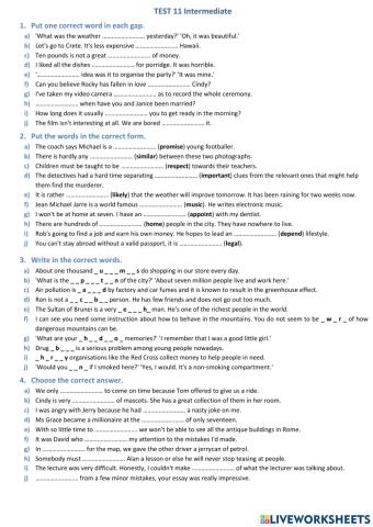 Test leksykalny Intermediate 11