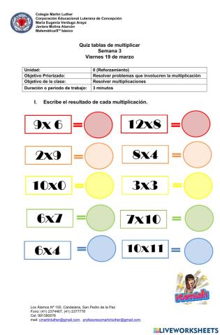 Quiz tablas de multiplicar