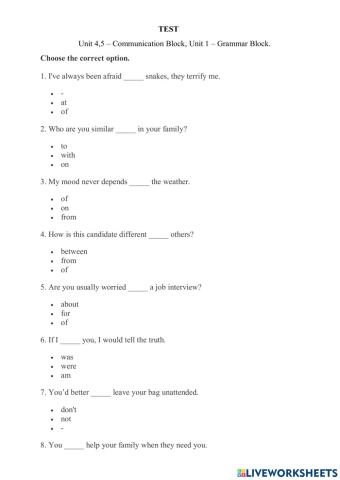 Notes Intermediate (Unit 4,5 - Communication Block, Unit 1 - Grammar Block)