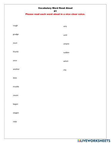 Vocabulary Word Read Aloud -1