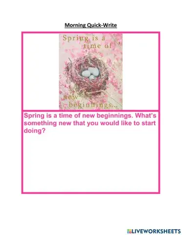 Spring New Beginnings Quick Write