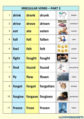 Irregular verbs - Part 2