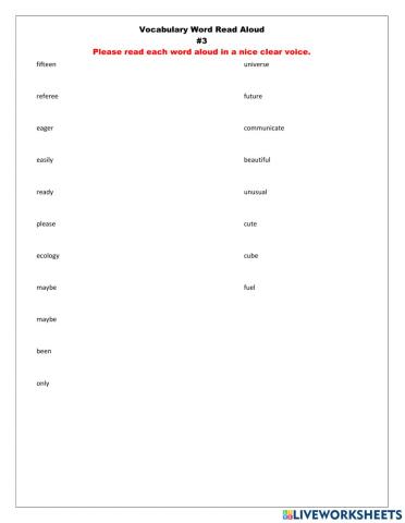 Vocabulary Read Aloud -3