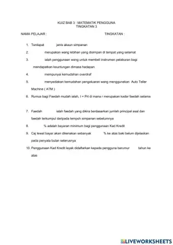 Matematik Pengguna Tingkatan 3