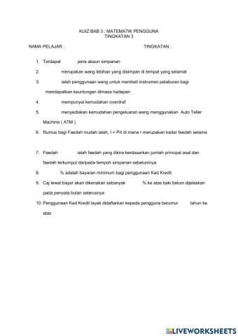 Matematik Pengguna Tingkatan 3