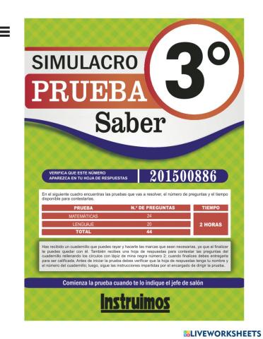 Prueba saber matemáticas