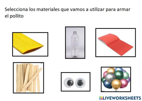 Materiales para hacer el Pollo