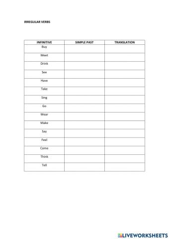 Irregular verbs
