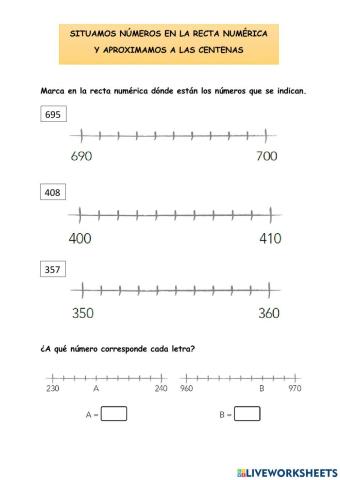 Recta numérica y aproximación a la centena
