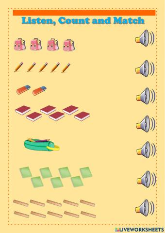 Numbres school supplies