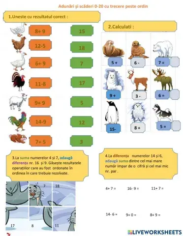 Adunări și scăderi 0-20