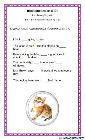 Homophones: its & it’s