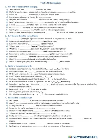 Test leksykalny Intermediate 12