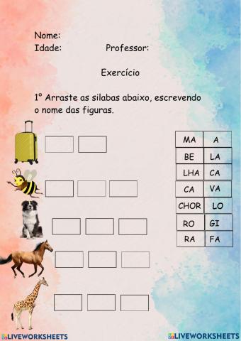 Atividade de arrastar