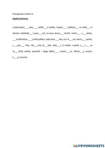 Souhrnné pravopisné cvičení A