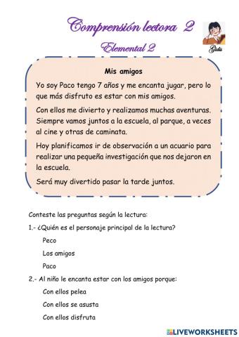 Lectura: Mis amigos