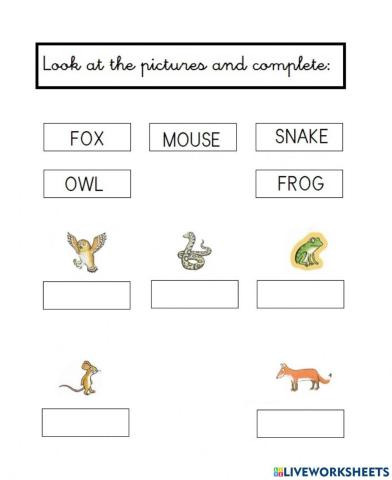 Look and complete Gruffalo characters