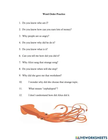 Word Order and Verb Tense Practice