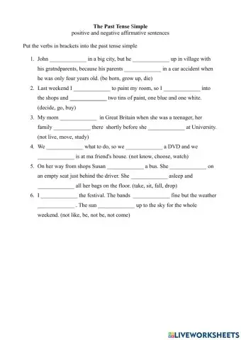 The past tense simple