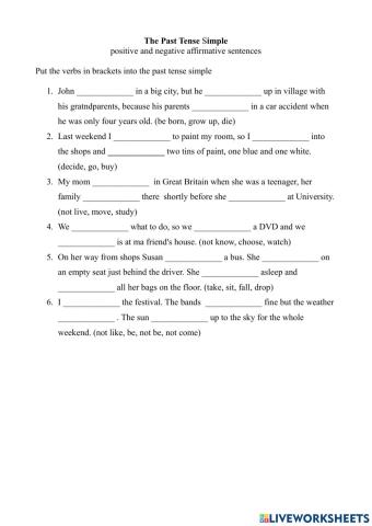 The past tense simple