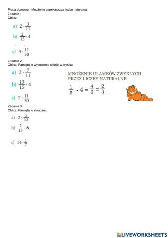 Mnożenie ułamka przez liczbę naturalną